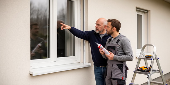 Осмотр примыканий фасада и окна